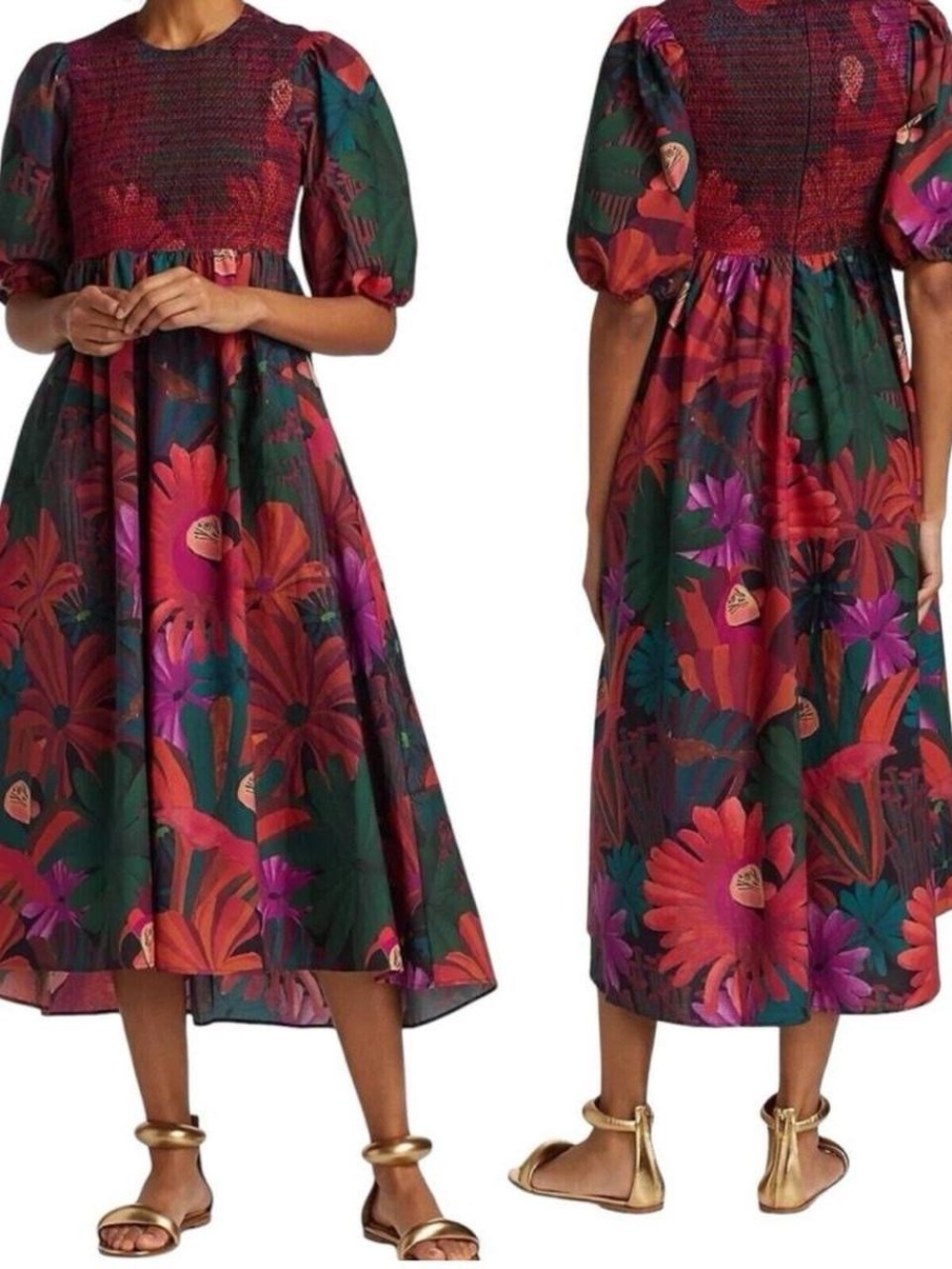 Farm Rio multicoloured floral midi dress Size S